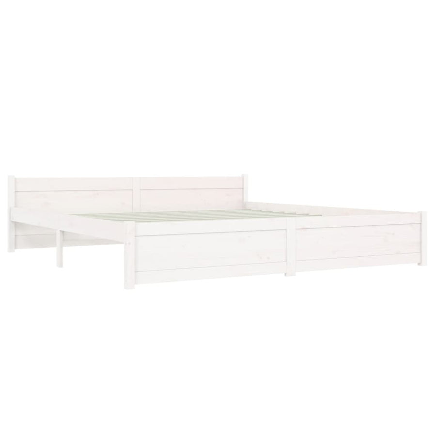 Bedframe Massief Hout Super King 180 x 200 cm Wit