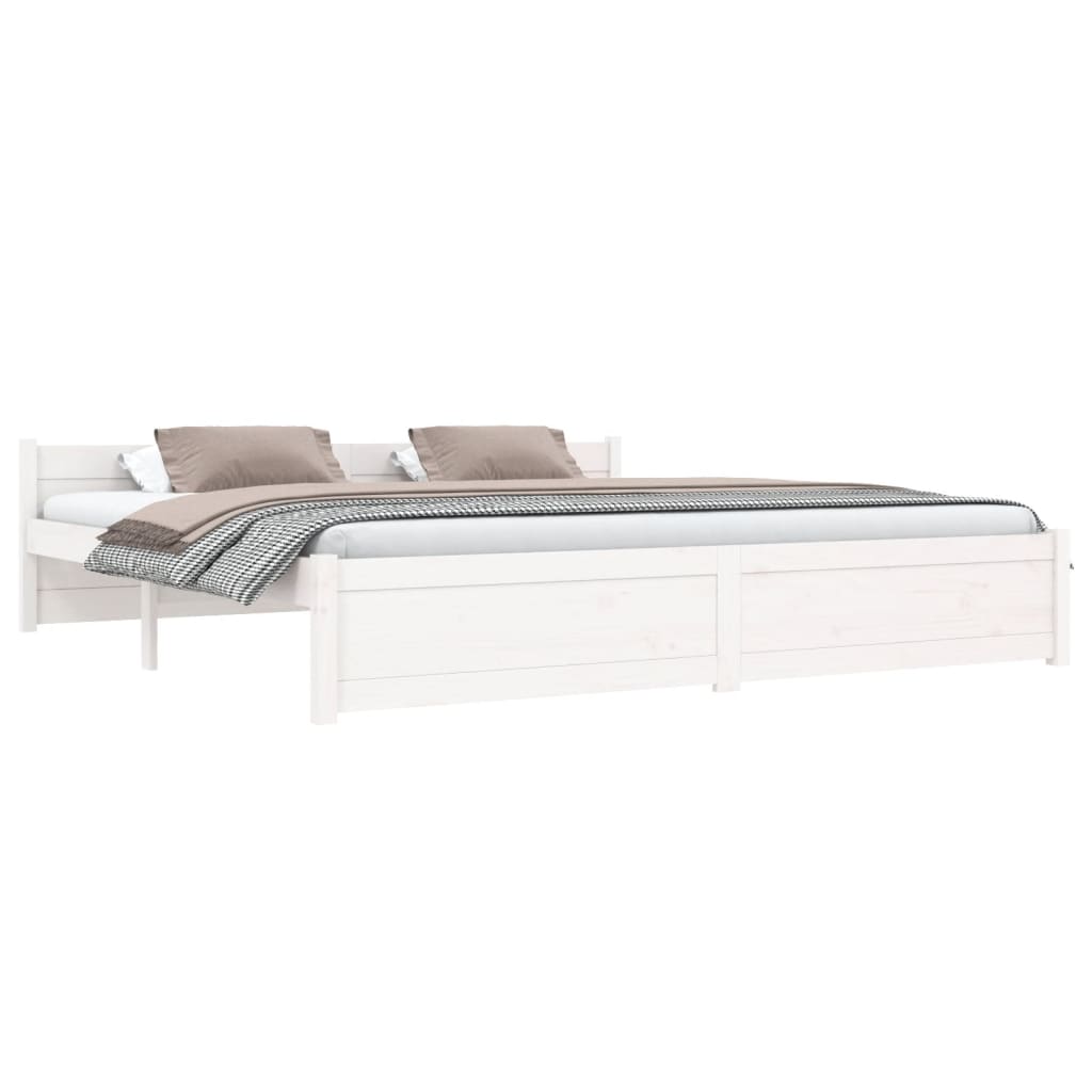 Bedframe Massief Hout Super King 180 x 200 cm Wit