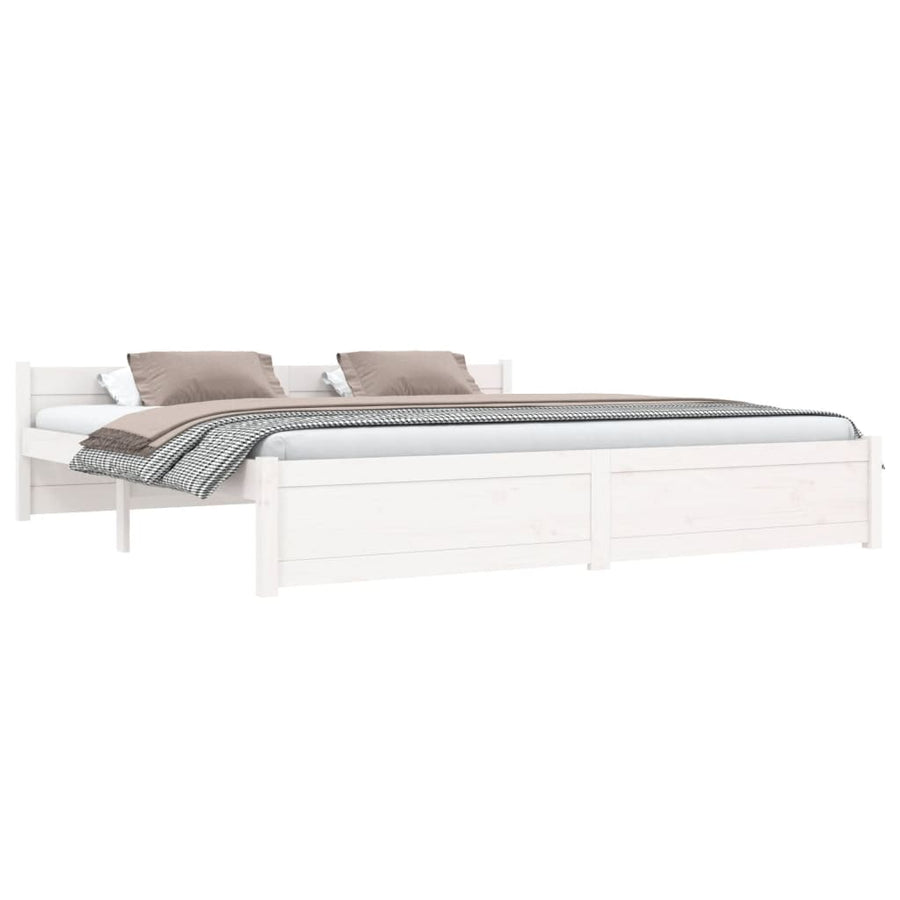 Bedframe Massief Hout Super King 180 x 200 cm Wit