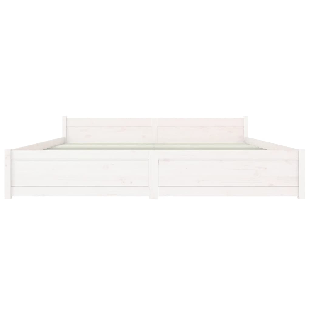 Bedframe Massief Hout Super King 180 x 200 cm Wit