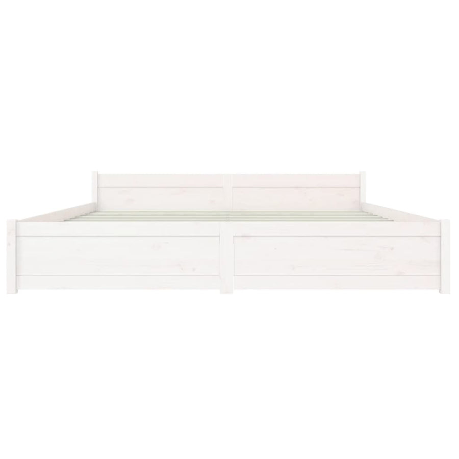 Bedframe Massief Hout Super King 180 x 200 cm Wit