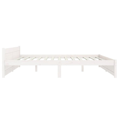 Bedframe Massief Hout Super King 180 x 200 cm Wit