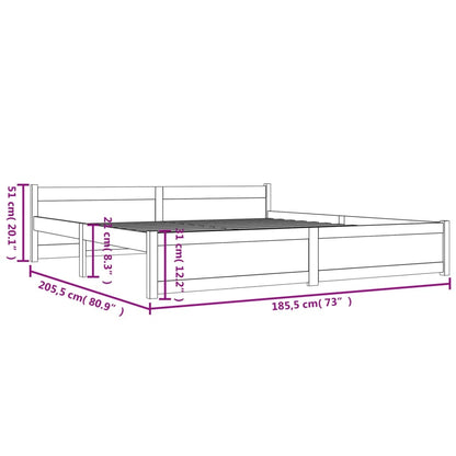Bedframe Massief Hout Super King 180 x 200 cm Wit