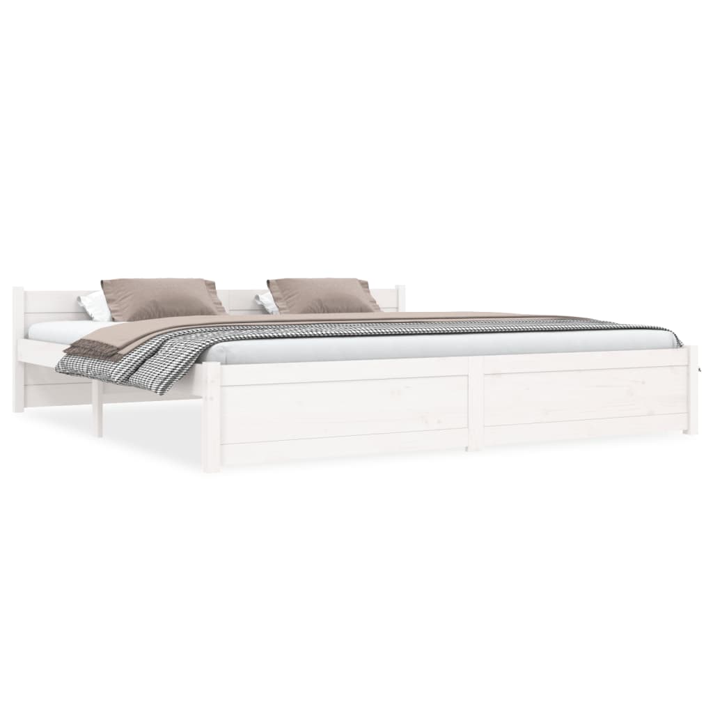 Bedframe Massief Hout Super King 180 x 200 cm Wit