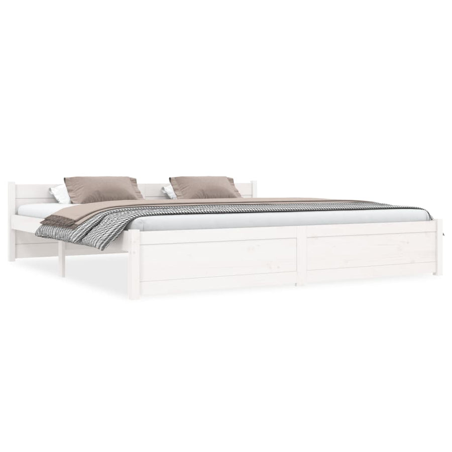Bedframe Massief Hout Super King 180 x 200 cm Wit