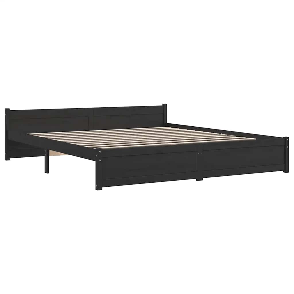 Bedframe massief hout zwart 180x200 cm