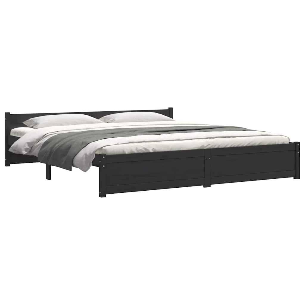 Bedframe massief hout zwart 180x200 cm