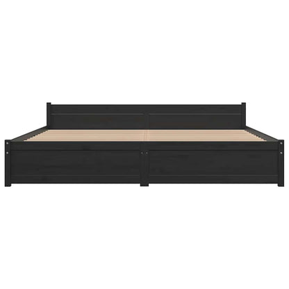 Bedframe massief hout zwart 180x200 cm