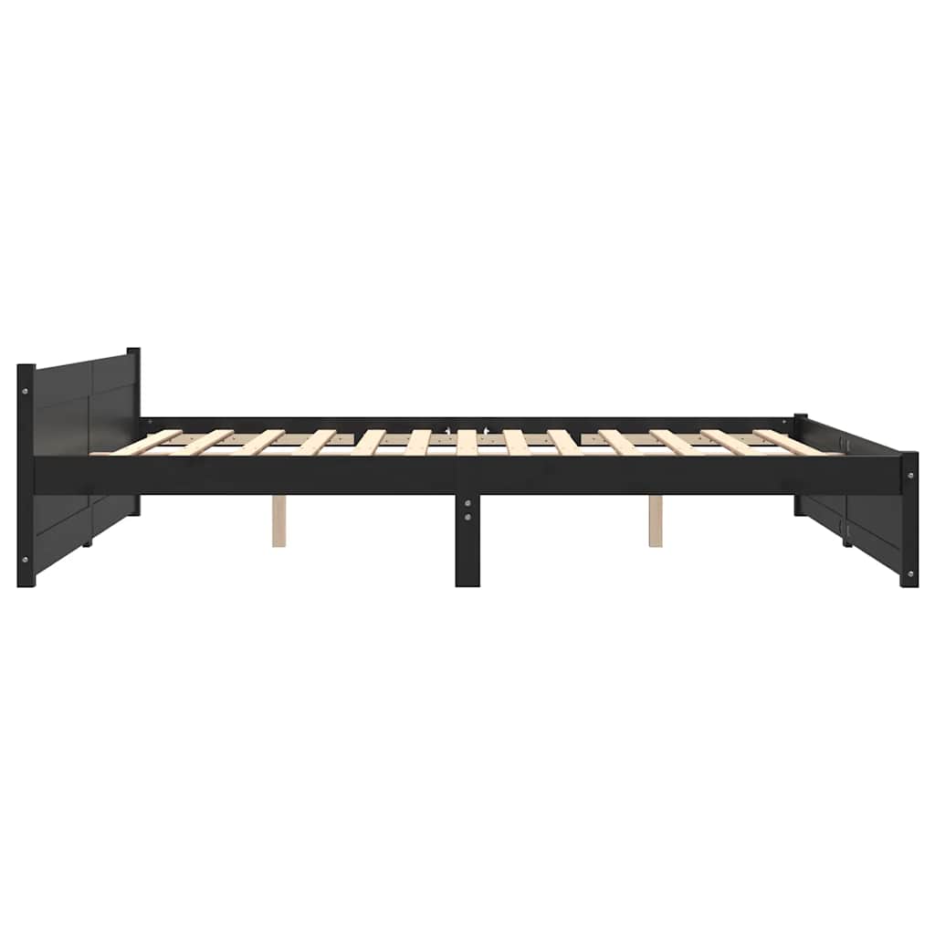 Bedframe massief hout zwart 180x200 cm