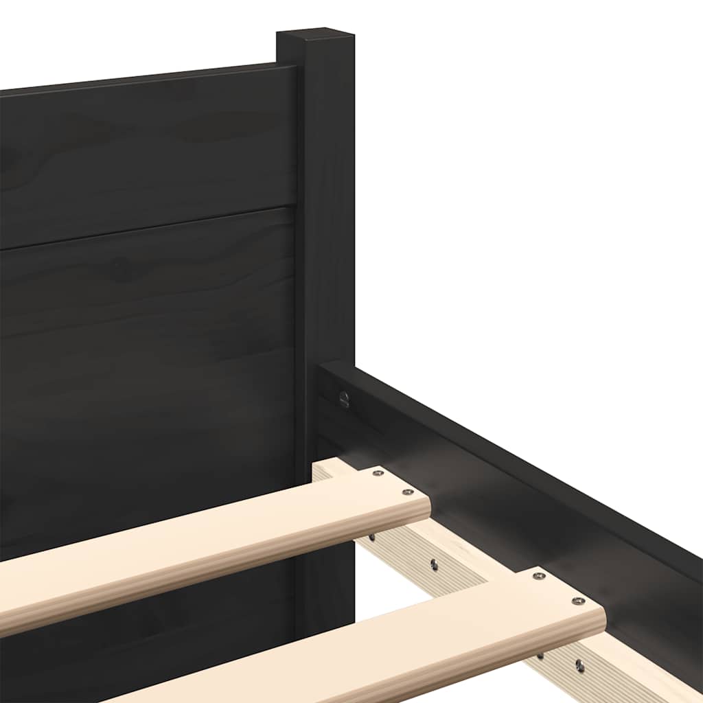 Bedframe massief hout zwart 180x200 cm