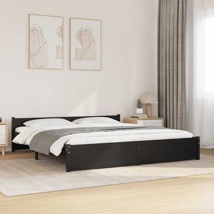 Bedframe massief hout zwart 180x200 cm