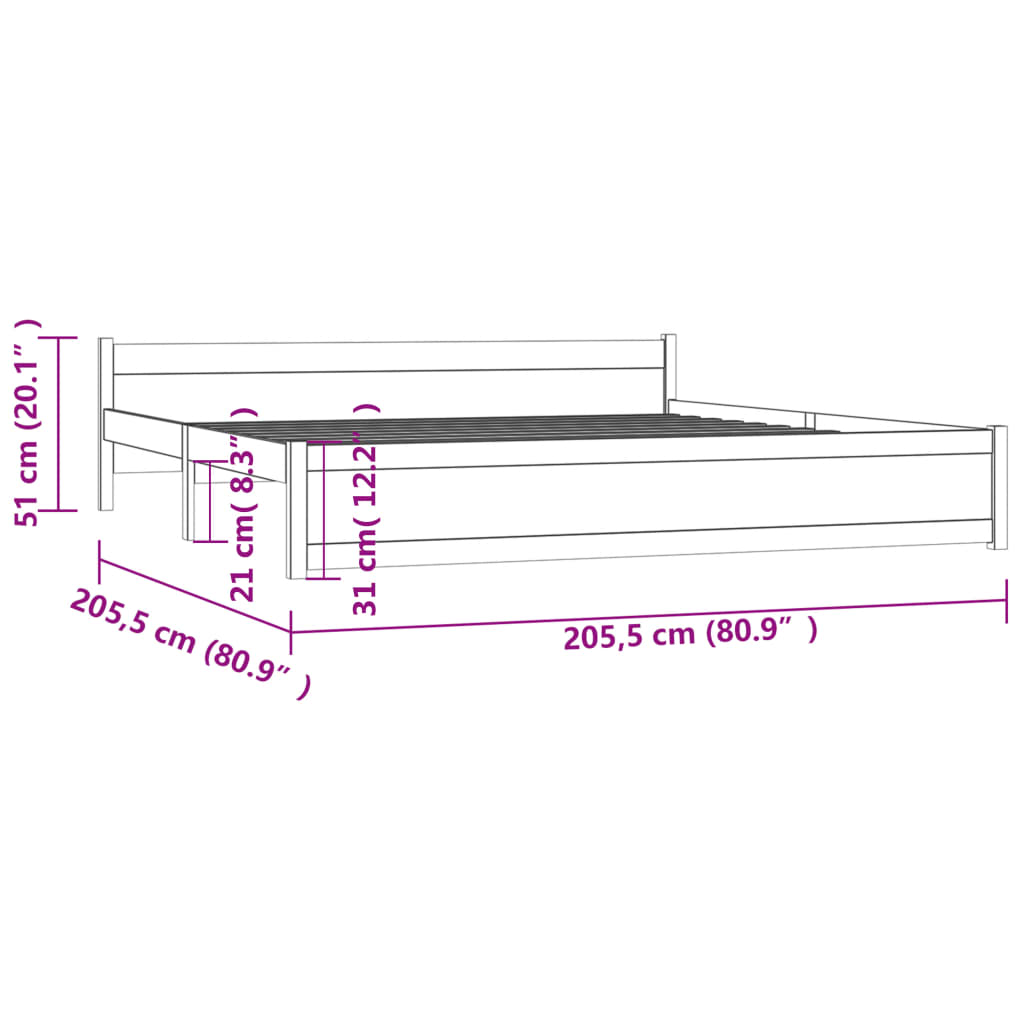 Bedframe Massief Hout Honingbruin 200X200 Cm