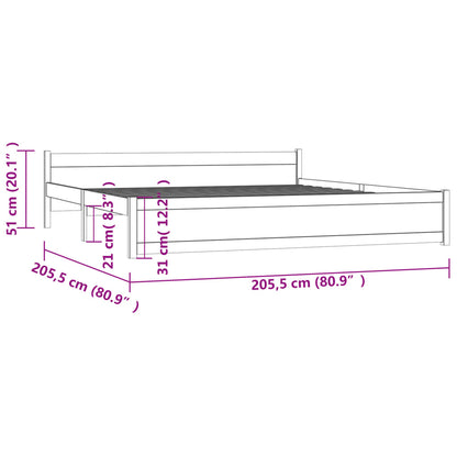 Bedframe Massief Hout Honingbruin 200X200 Cm