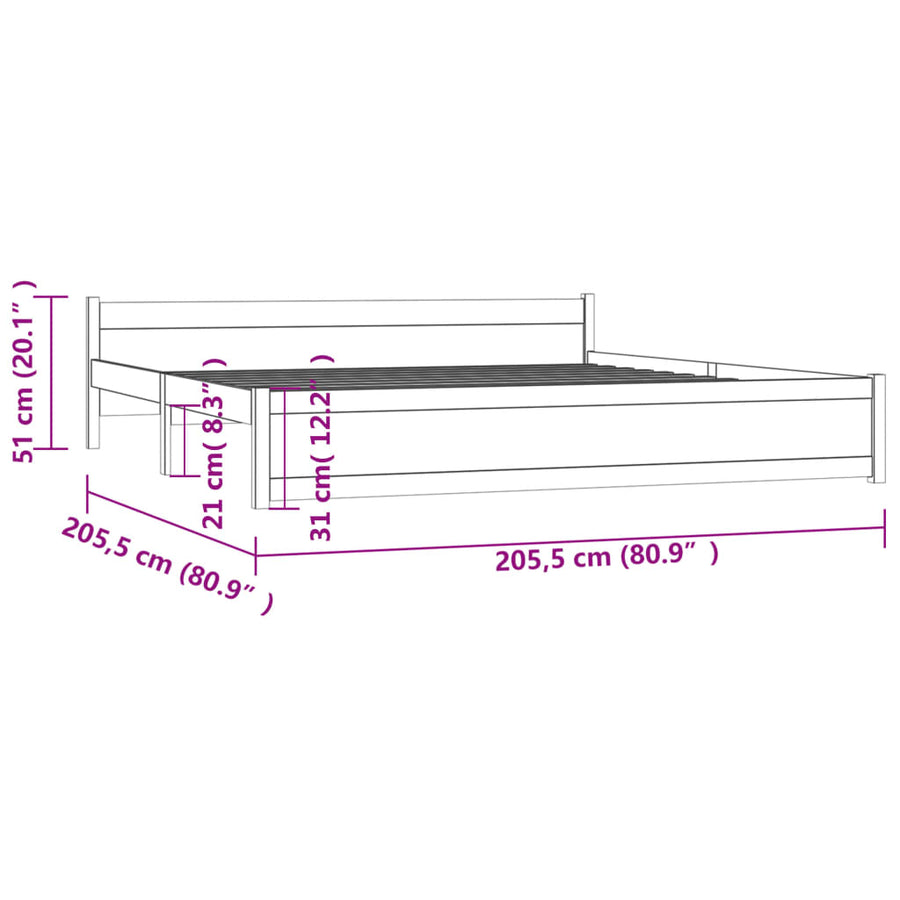 Bedframe Massief Hout Honingbruin 200X200 Cm