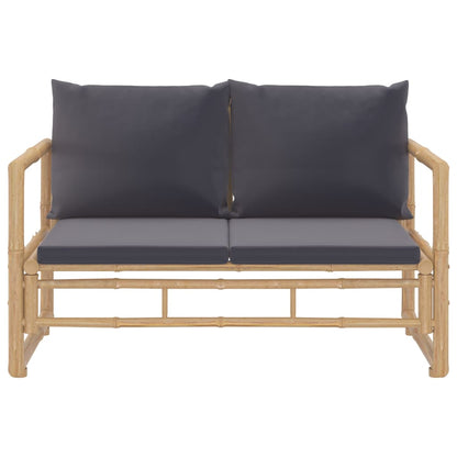 2-Delige Loungeset Met Kussens Bamboe Donkergrijs