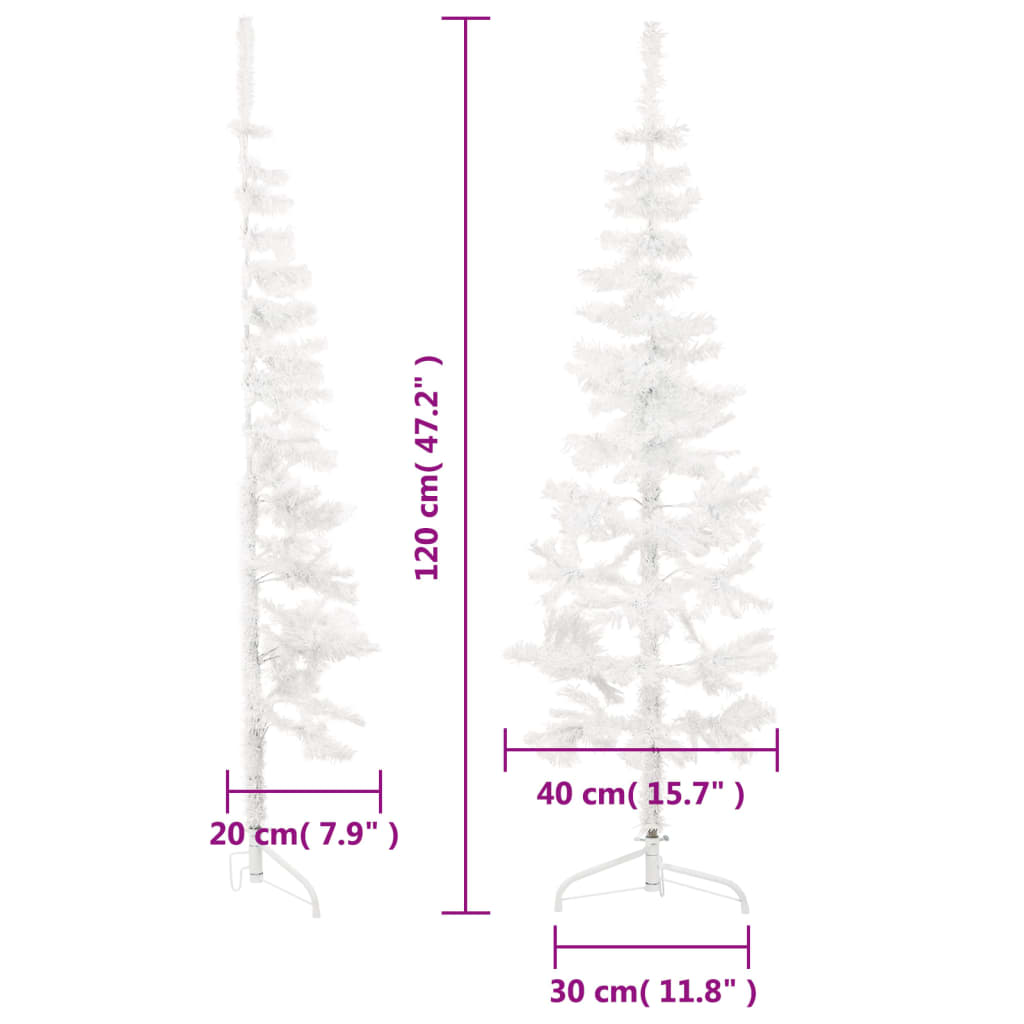 Kunstkerstboom Half Met Standaard Smal 20 Cm 120 x 40 cm Wit