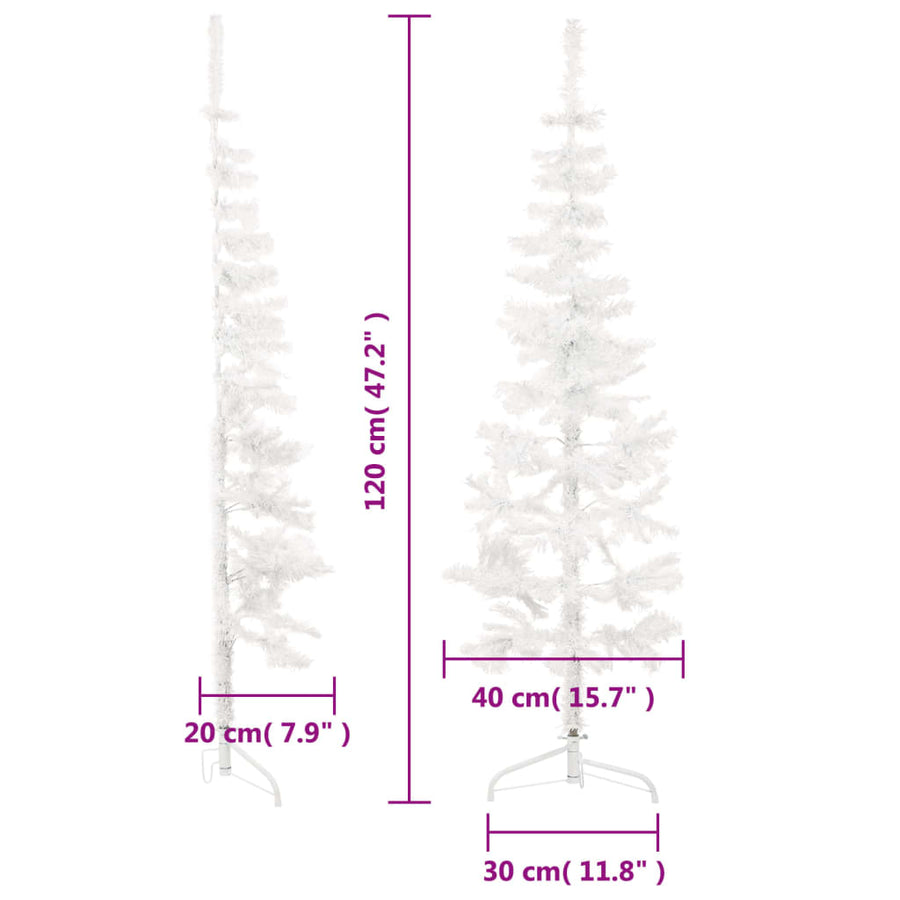 Kunstkerstboom Half Met Standaard Smal 20 Cm 120 x 40 cm Wit