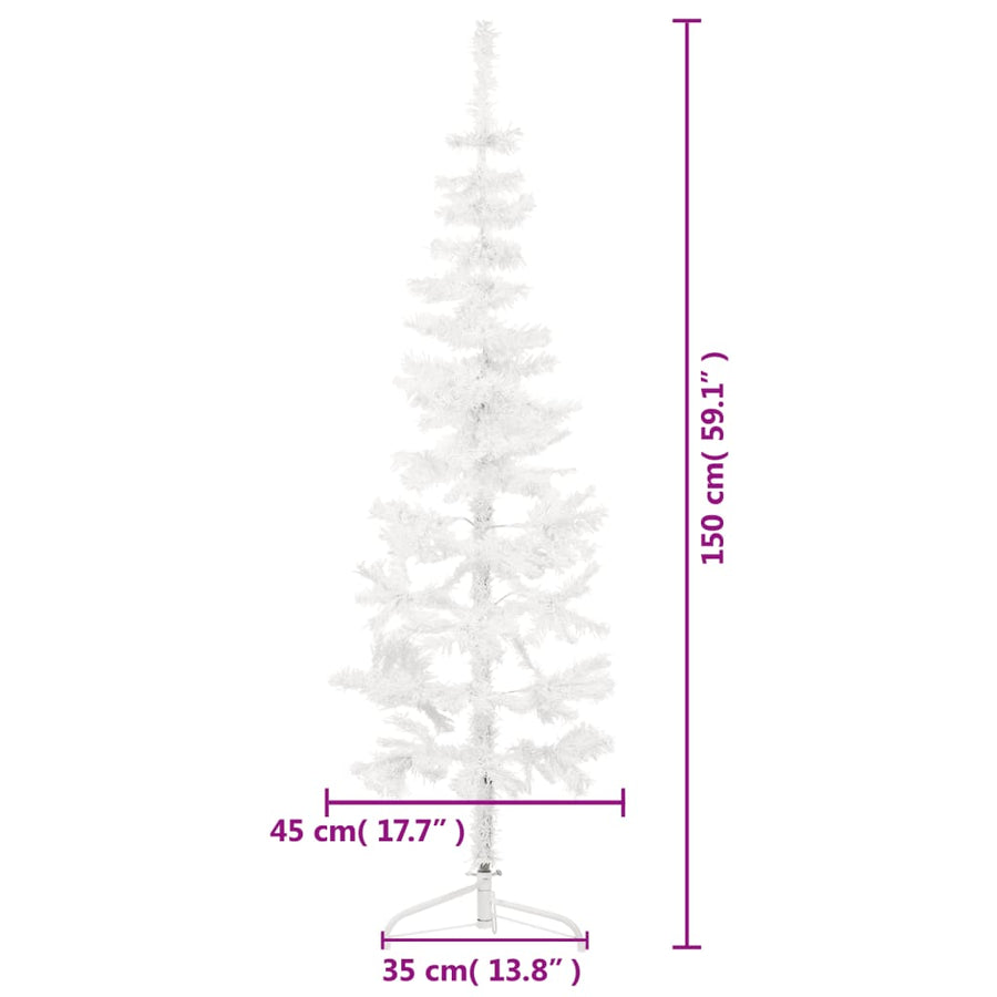 Kunstkerstboom Half Met Standaard Smal 50 Cm 150 x 45 cm Wit