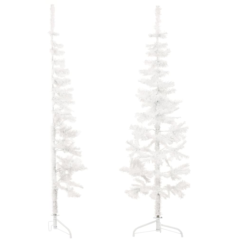 Kunstkerstboom Half Met Standaard Smal 80 Cm 180 x 49 cm Wit