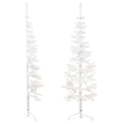 Kunstkerstboom Half Met Standaard Smal 80 Cm 180 x 49 cm Wit