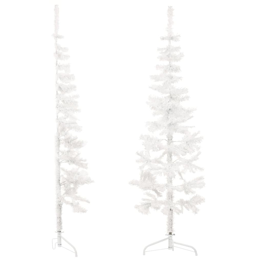 Kunstkerstboom Half Met Standaard Smal 80 Cm 180 x 49 cm Wit
