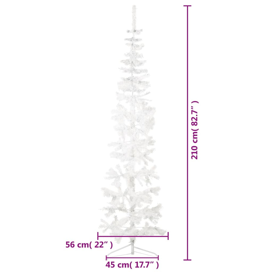 Kunstkerstboom Half Met Standaard Smal 20 Cm 210 x 56 cm Wit
