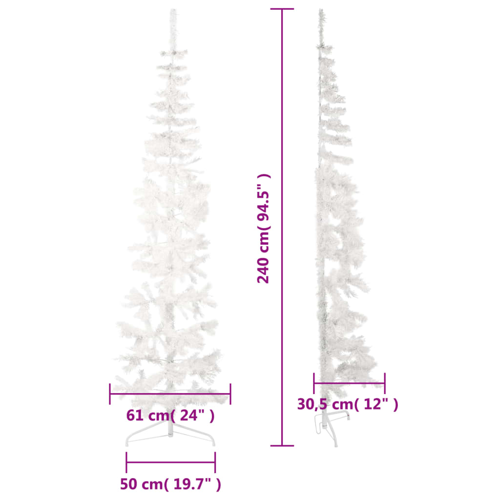 Kunstkerstboom Half Met Standaard Smal 240 Cm 240 x 61 cm Wit