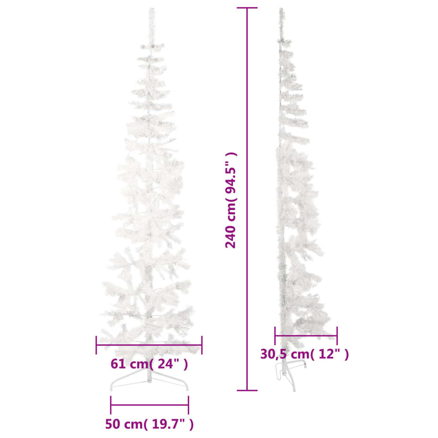 Kunstkerstboom Half Met Standaard Smal 240 Cm 240 x 61 cm Wit