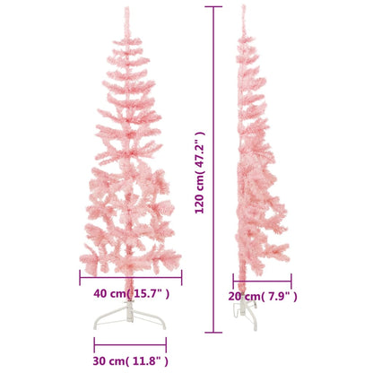 Kunstkerstboom Half Met Standaard Smal 20 Cm 120 x 40 cm Roze