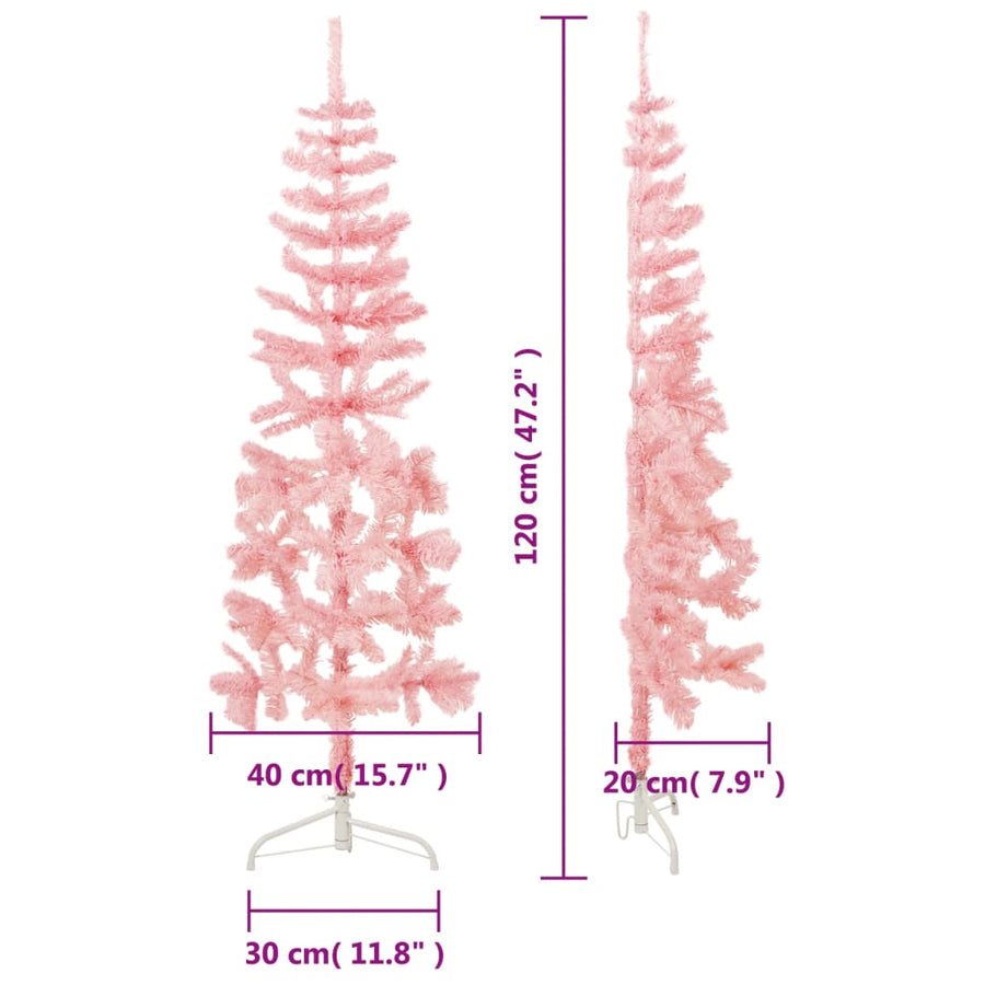 Kunstkerstboom Half Met Standaard Smal 20 Cm 120 x 40 cm Roze