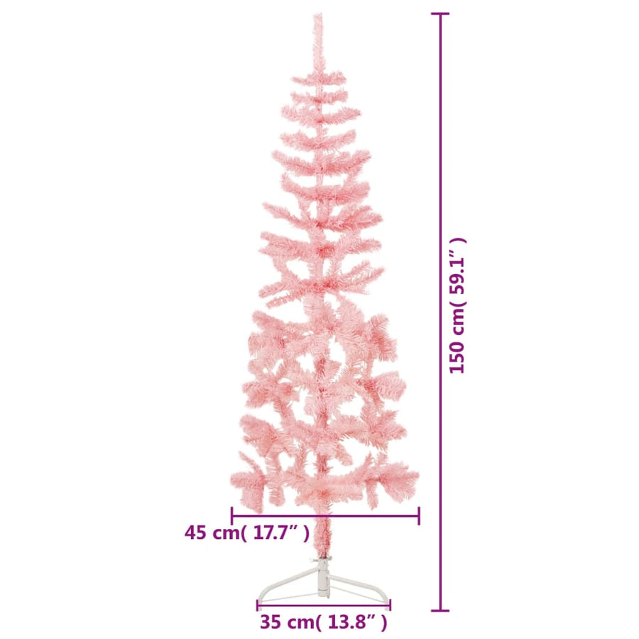 Kunstkerstboom Half Met Standaard Smal 50 Cm 150 x 45 cm Roze