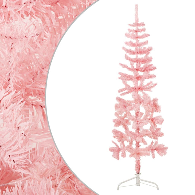 Kunstkerstboom Half Met Standaard Smal 80 Cm 180 x 49 cm Roze