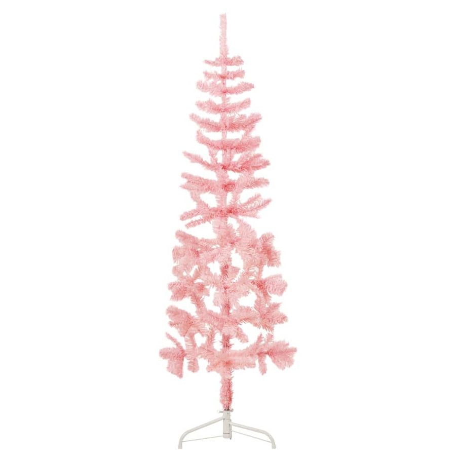 Kunstkerstboom Half Met Standaard Smal 80 Cm 180 x 49 cm Roze