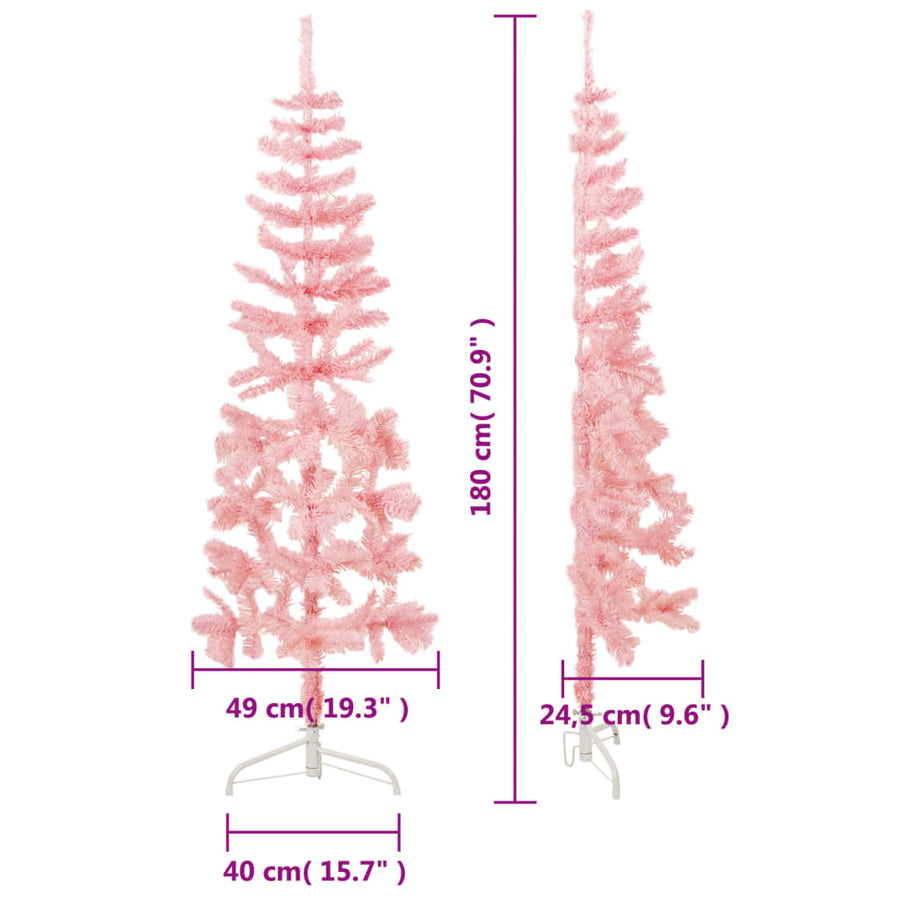 Kunstkerstboom Half Met Standaard Smal 80 Cm 180 x 49 cm Roze