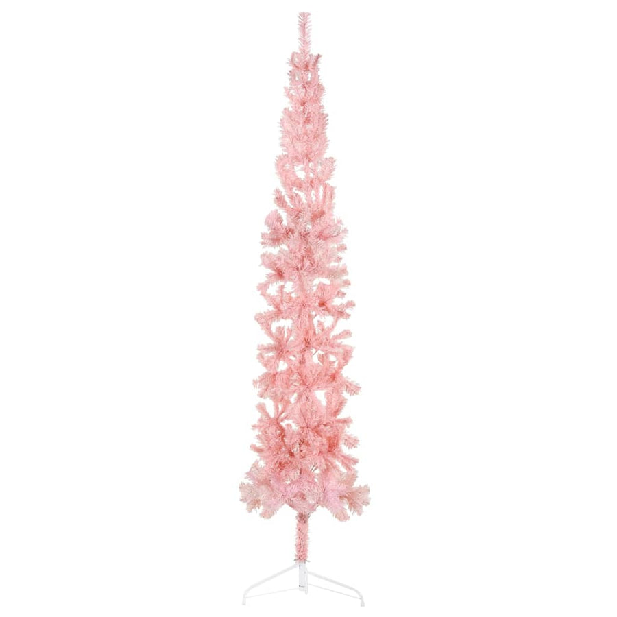 Kunstkerstboom Half Met Standaard Smal 240 Cm 240 x 61 cm Roze