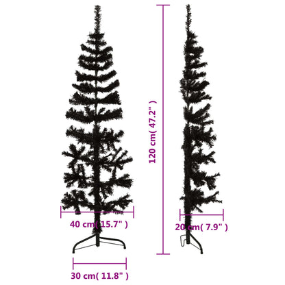 Kunstkerstboom Half Met Standaard Smal 20 Cm 120 x 40 cm Zwart