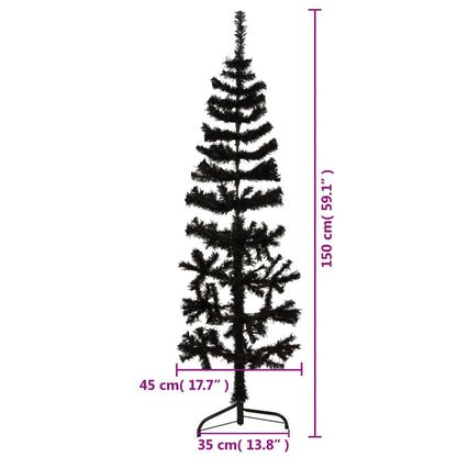 Kunstkerstboom Half Met Standaard Smal 50 Cm 150 x 45 cm Zwart