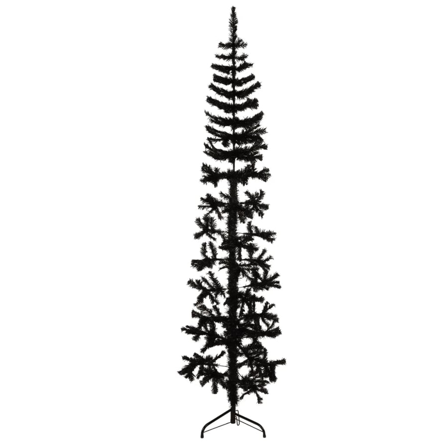Kunstkerstboom Half Met Standaard Smal 80 Cm 180 x 49 cm Zwart