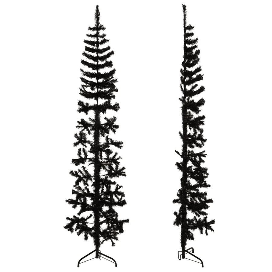 Kunstkerstboom Half Met Standaard Smal 80 Cm 180 x 49 cm Zwart