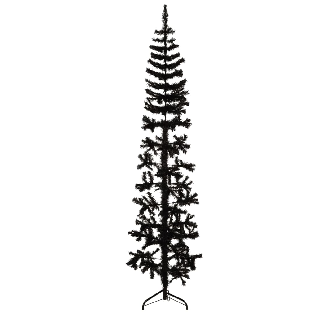 Kunstkerstboom Half Met Standaard Smal 20 Cm 210 x 56 cm Zwart