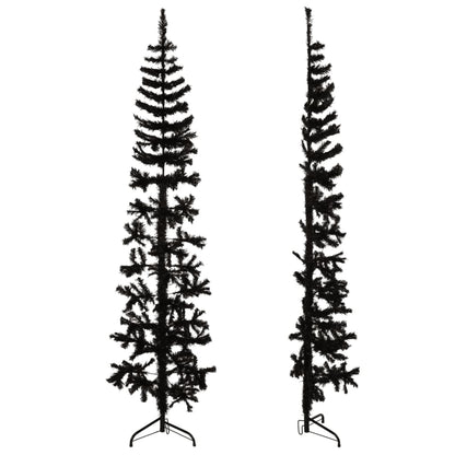 Kunstkerstboom Half Met Standaard Smal 240 Cm 240 x 61 cm Zwart