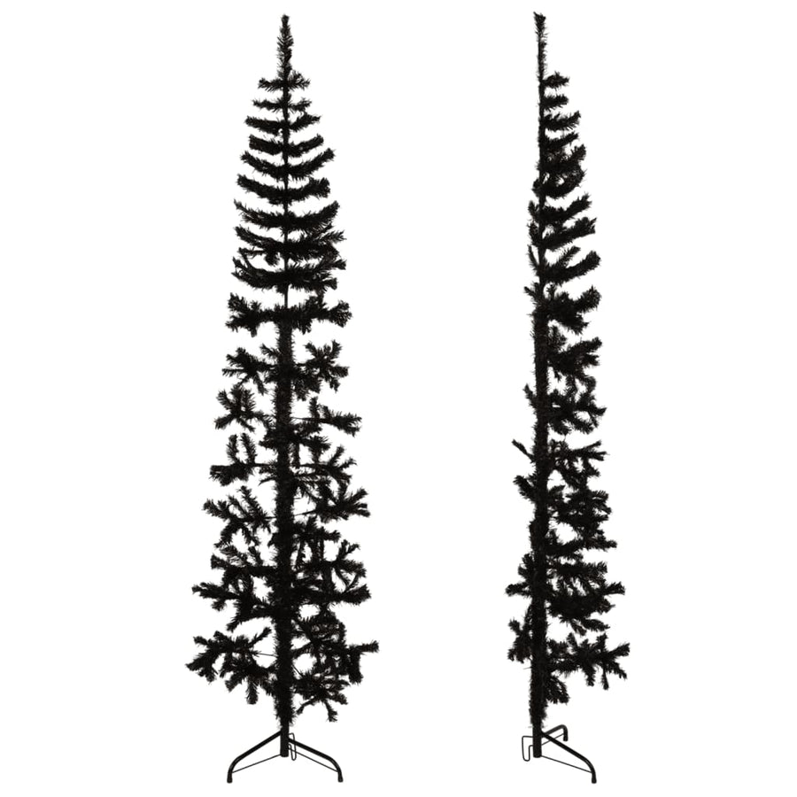Kunstkerstboom Half Met Standaard Smal 240 Cm 240 x 61 cm Zwart