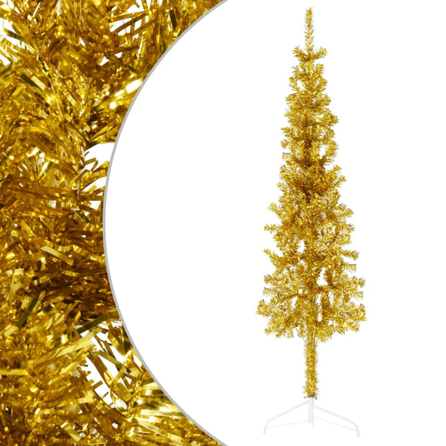 Kunstkerstboom Half Met Standaard Smal 20 Cm Kleurig 120 x 40 cm Goud