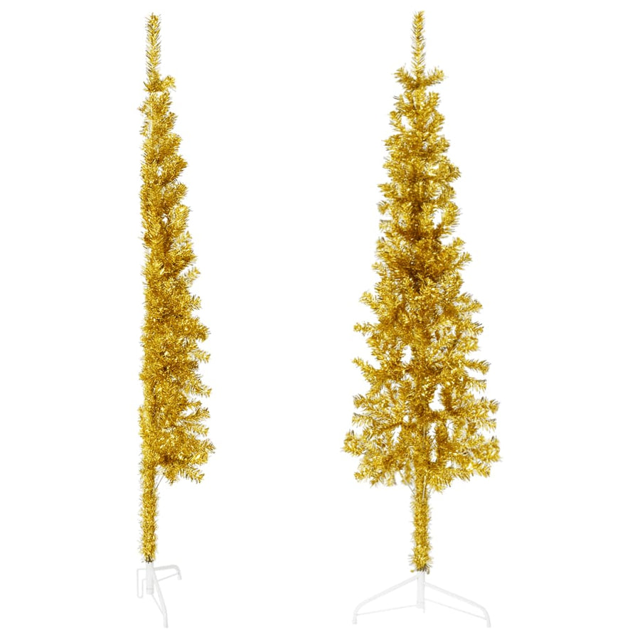 Kunstkerstboom Half Met Standaard Smal 20 Cm Kleurig 120 x 40 cm Goud