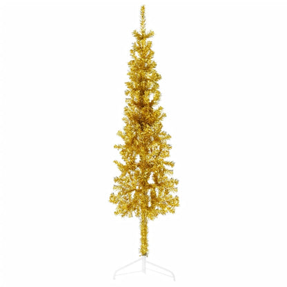 Kunstkerstboom Half Met Standaard Smal 20 Cm Kleurig 120 x 40 cm Goud