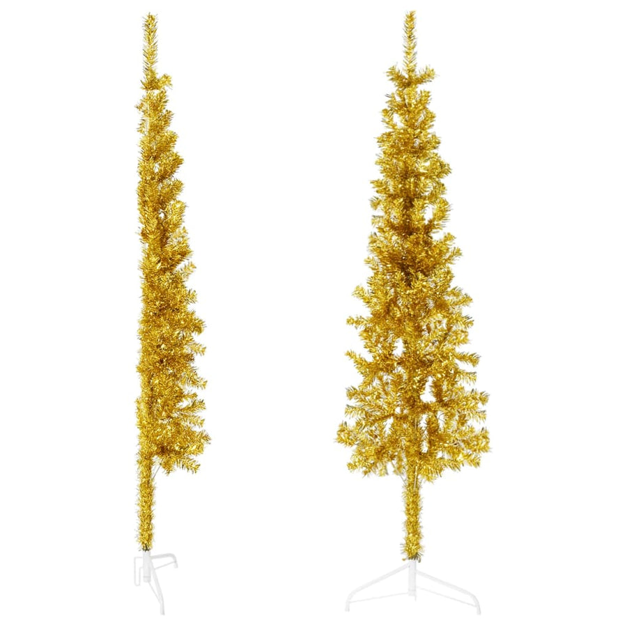 Kunstkerstboom Half Met Standaard Smal 50 Cm Kleurig 150 x 45 cm Goud
