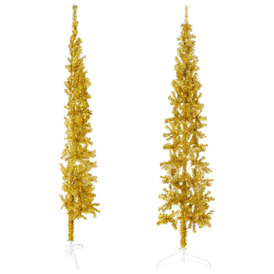 Kunstkerstboom Half Met Standaard Smal 80 Cm Kleurig 180 x 49 cm Goud