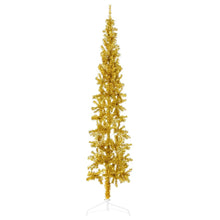Kunstkerstboom Half Met Standaard Smal 20 Cm Kleurig 210 x 56 cm Goud