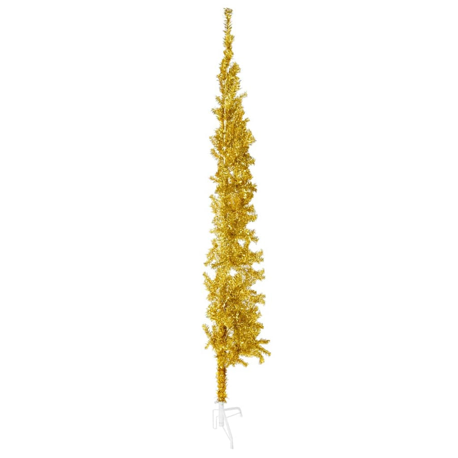 Kunstkerstboom Half Met Standaard Smal 20 Cm Kleurig 210 x 56 cm Goud