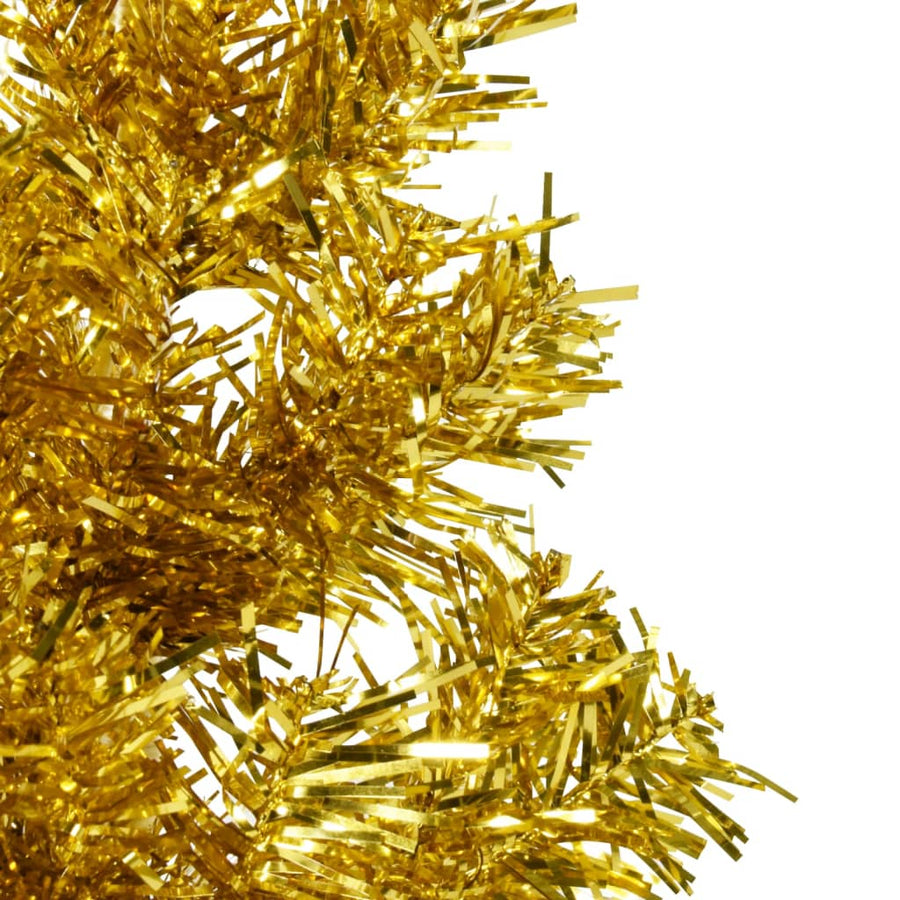 Kunstkerstboom Half Met Standaard Smal 20 Cm Kleurig 210 x 56 cm Goud